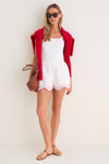 White with Red Embroidery Weston Shorts