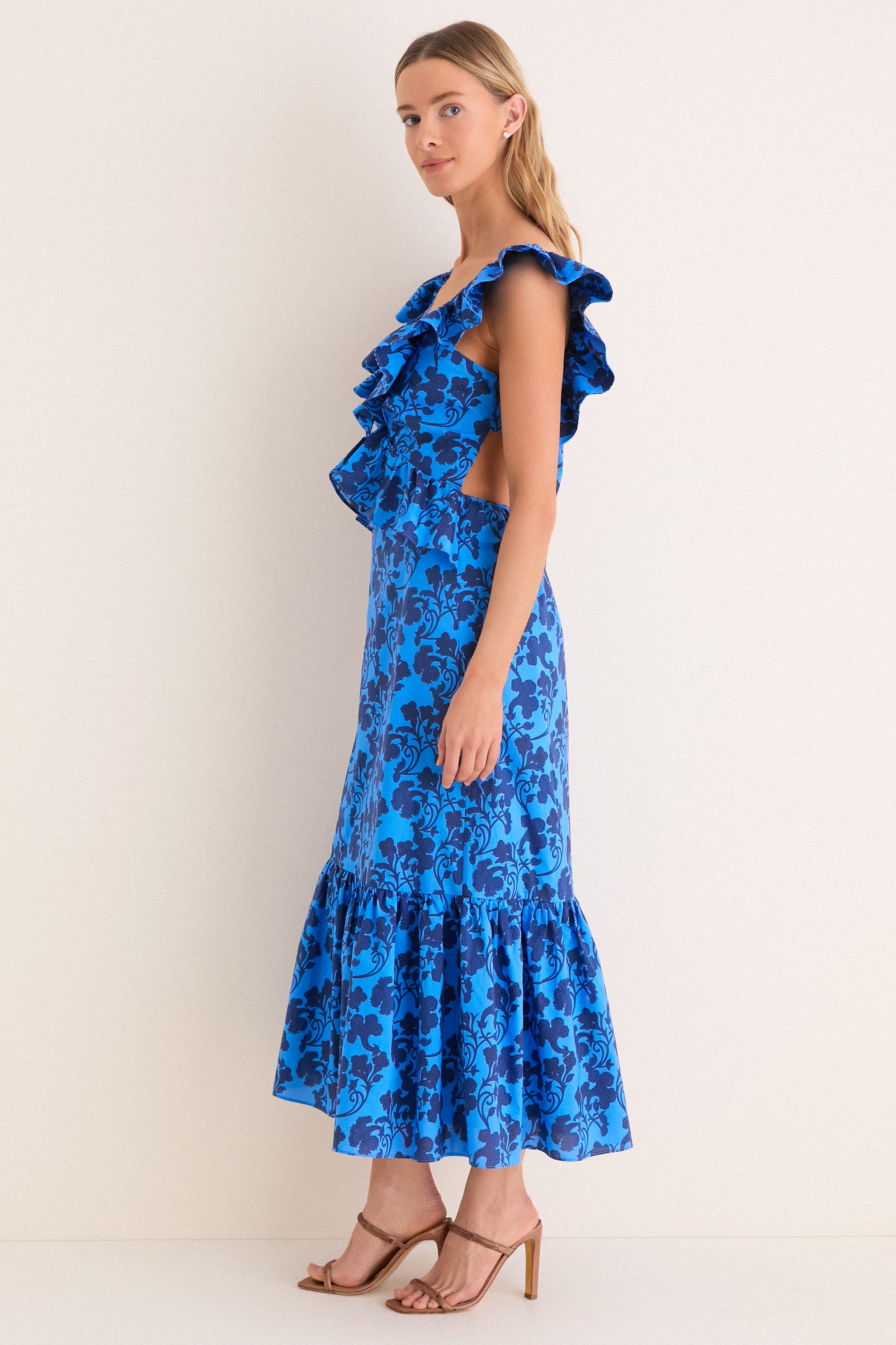 Navy & Cornflower Blue Vines Amelia Maxi Dress | Hyacinth House