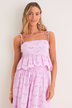 Lilac Eyelet Calla Top