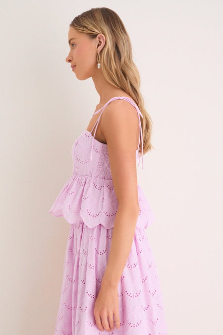 Lilac Eyelet Calla Top