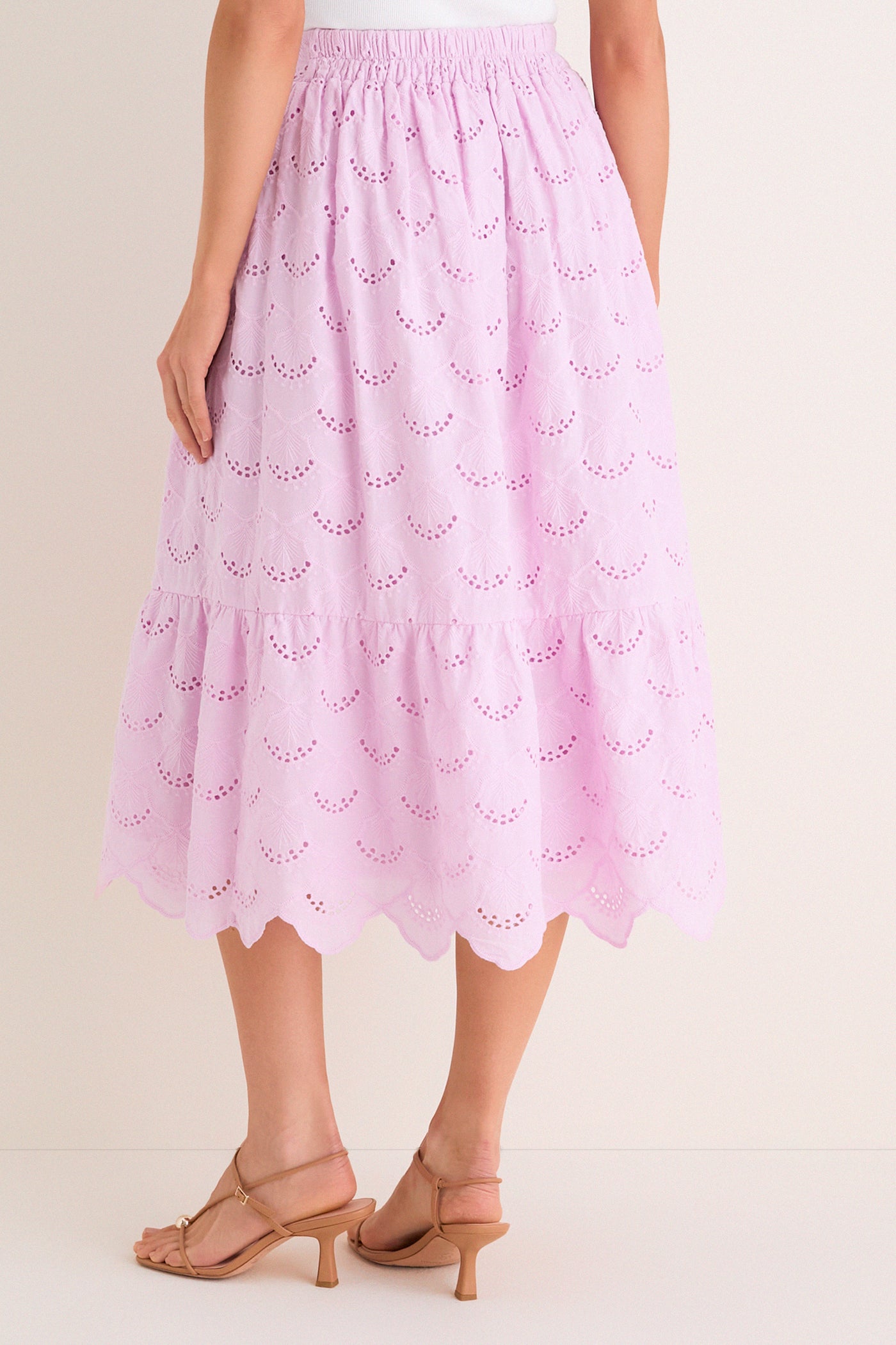 Lilac Eyelet Carter Midi Skirt