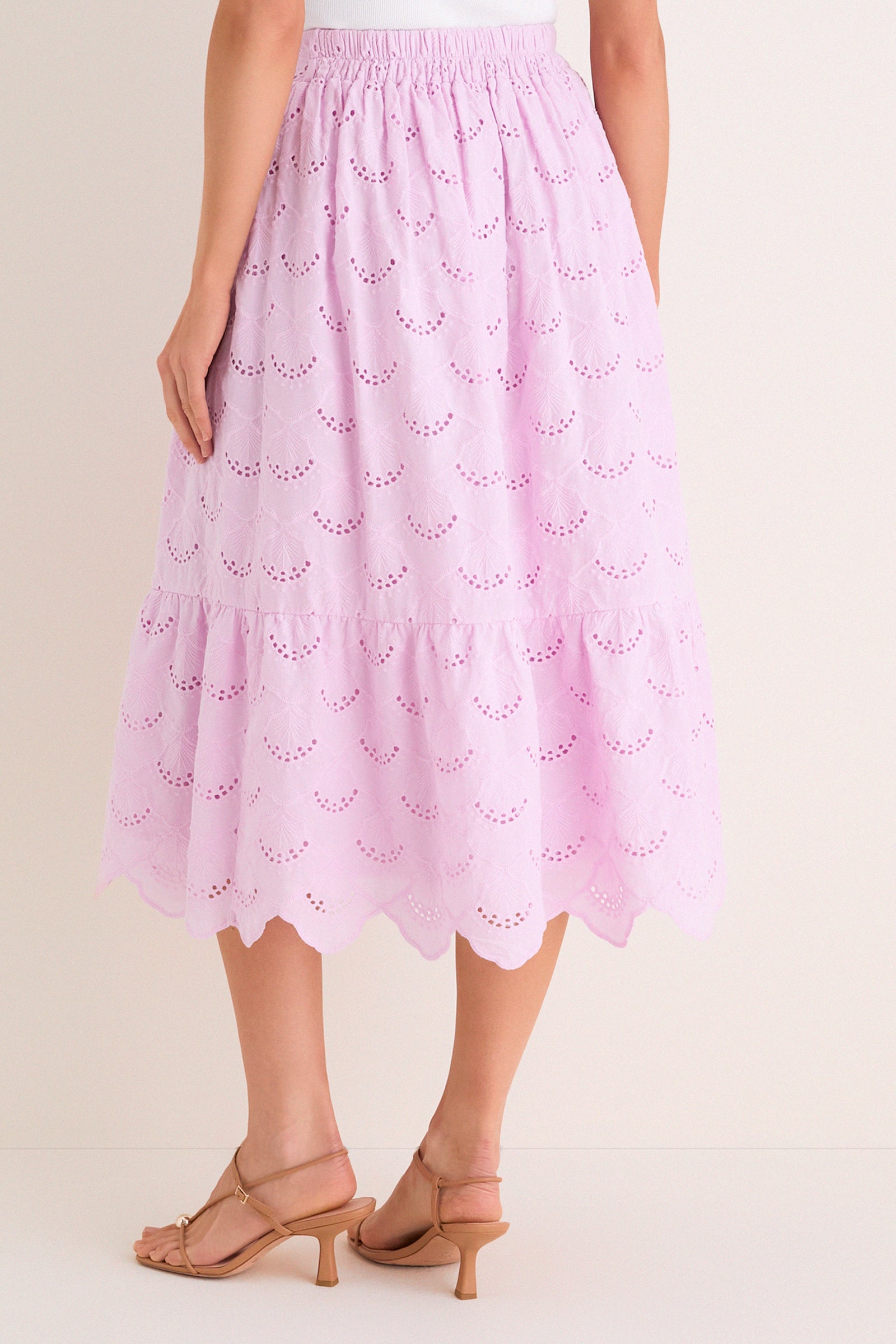 Lilac Eyelet Carter Midi Skirt