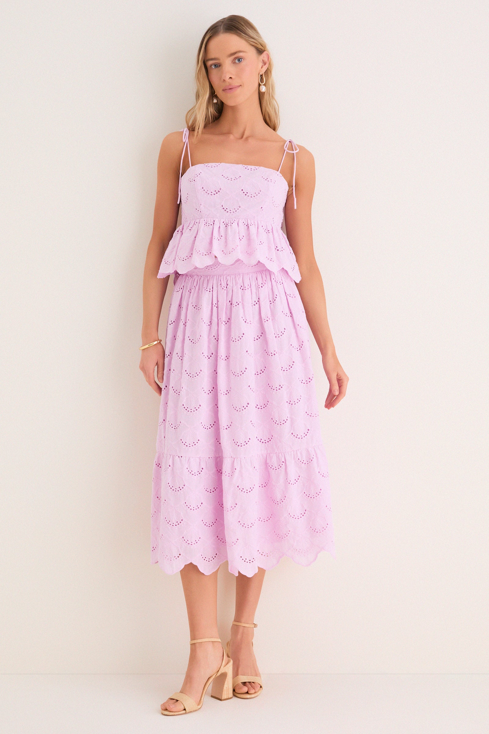 Lilac Eyelet Carter Midi Skirt