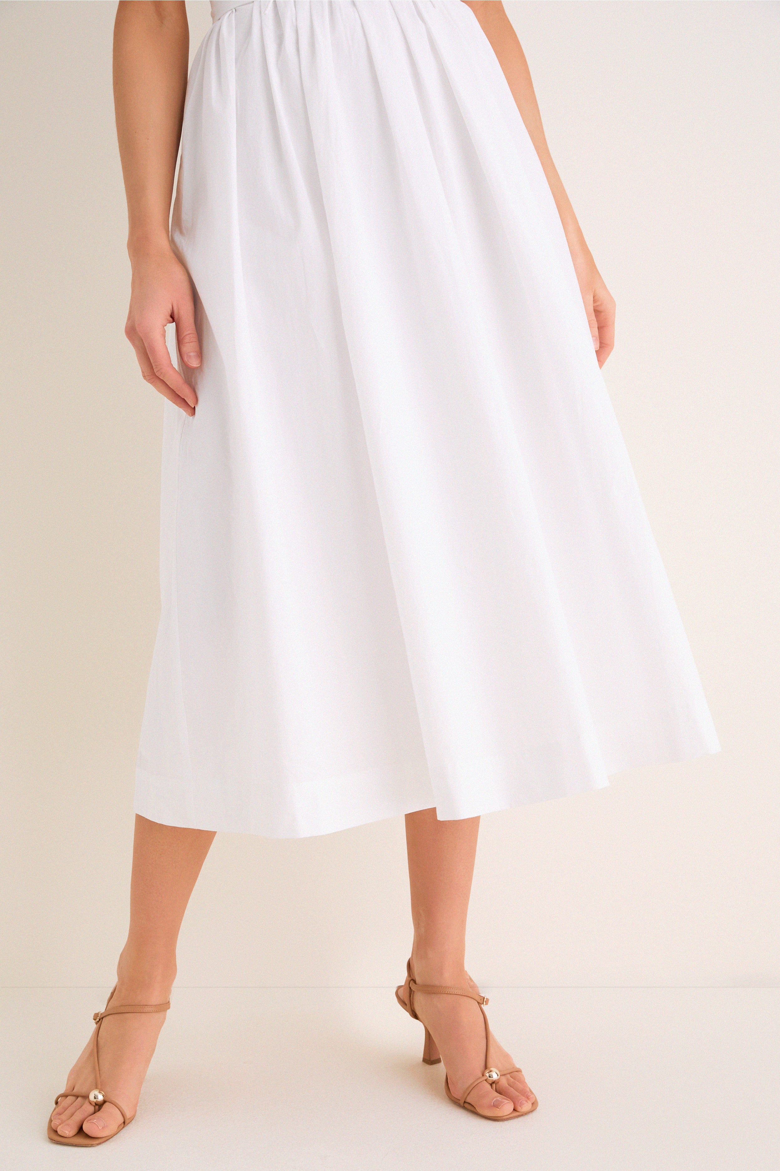 White Marylin Lace-Up Midi Dress | Hyacinth House