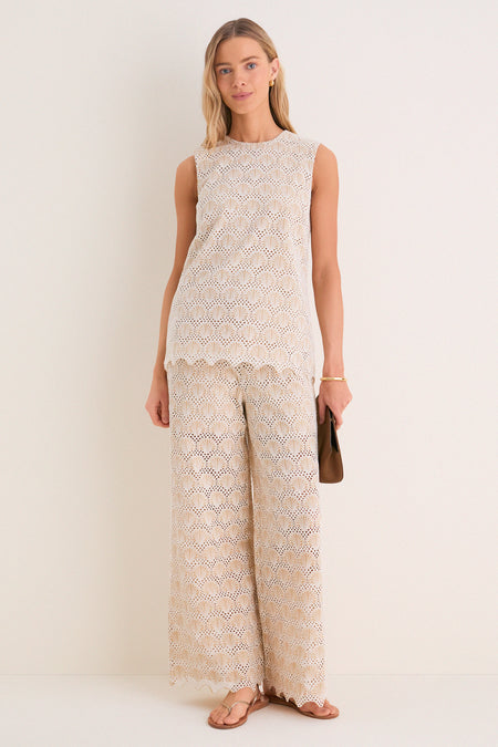 Tan Seashell Eyelet Sandy Tank