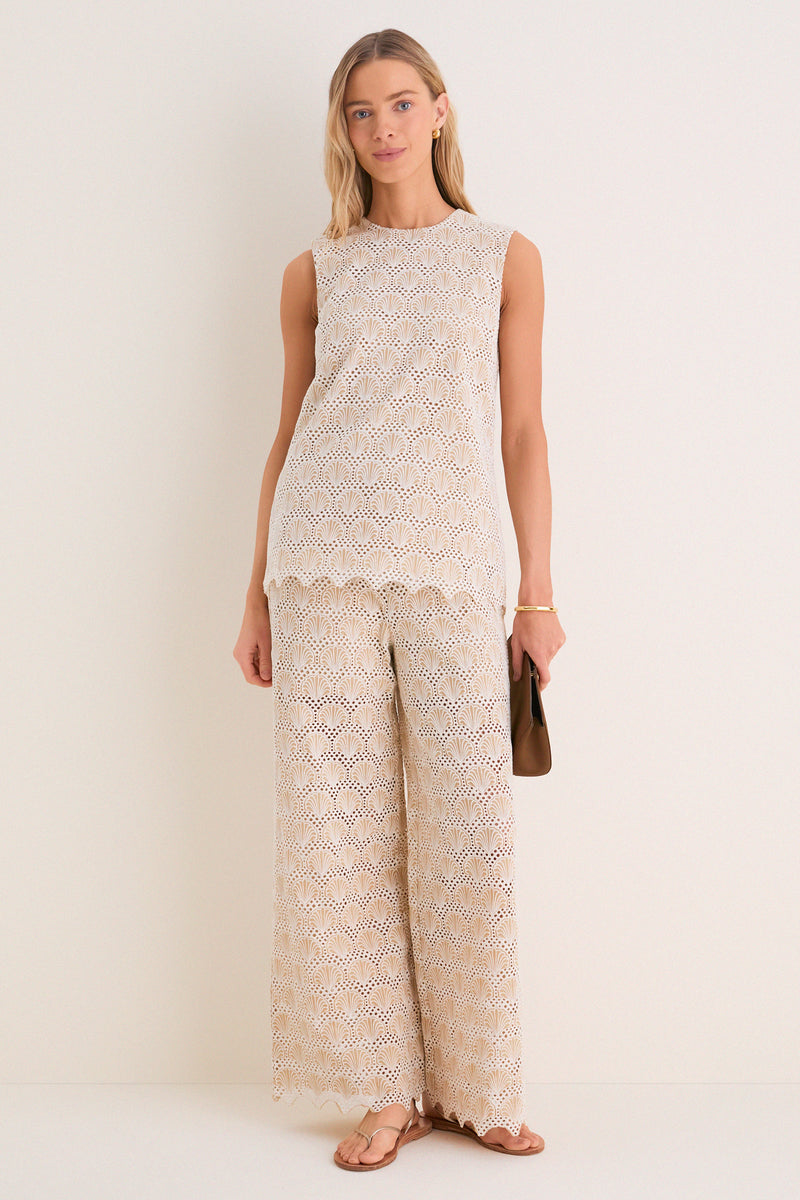 Tan Seashell Eyelet Sandy Tank
