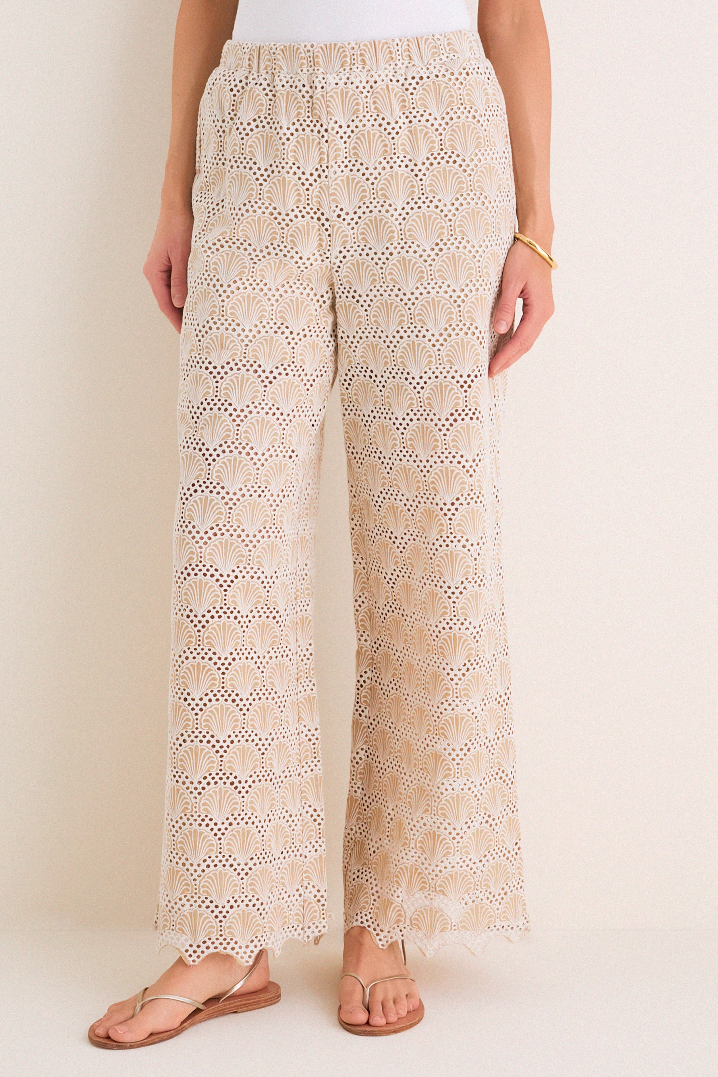 Tan Seashell Eyelet Shelly Pants | Hyacinth House