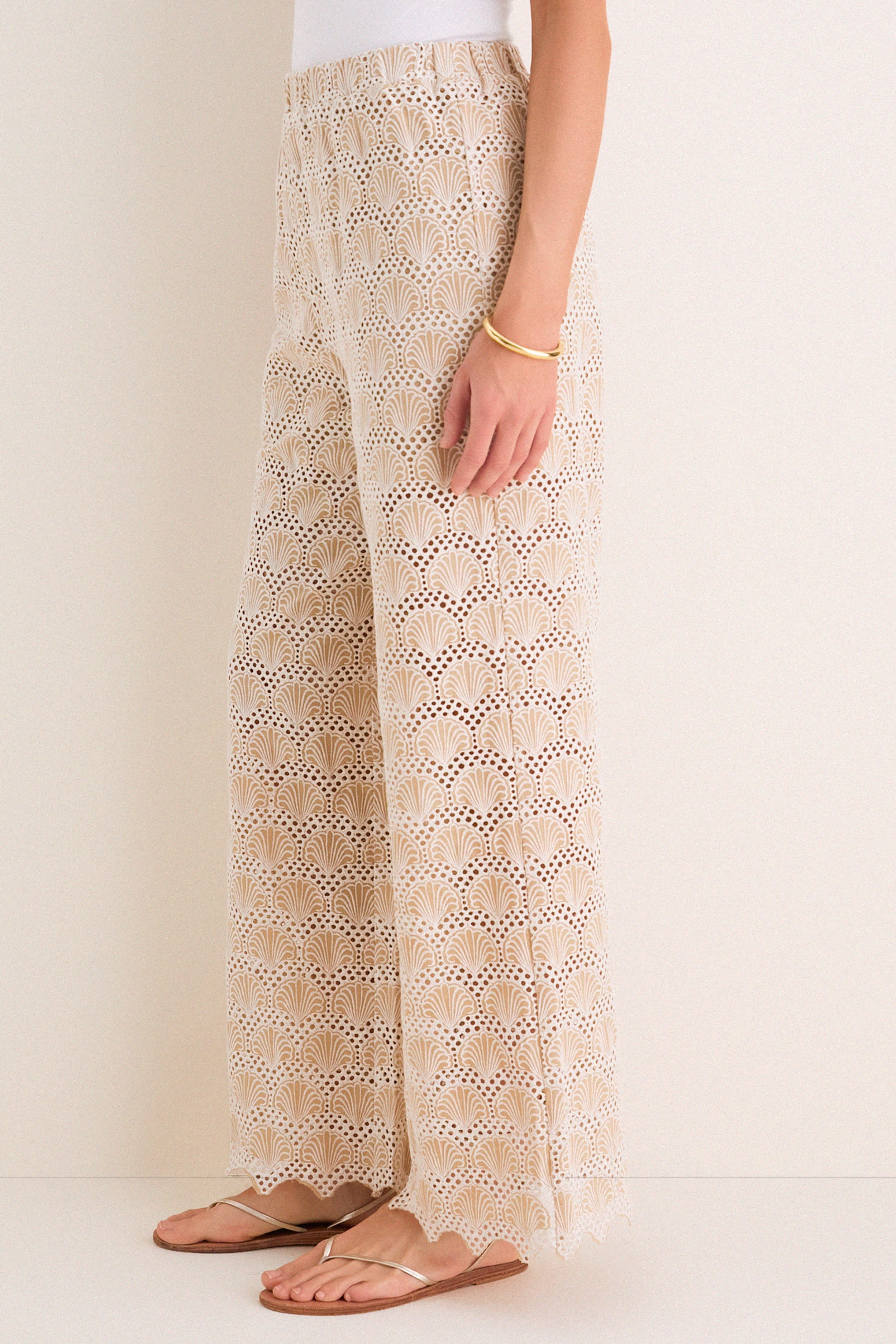 Tan Seashell Eyelet Shelly Pants | Hyacinth House