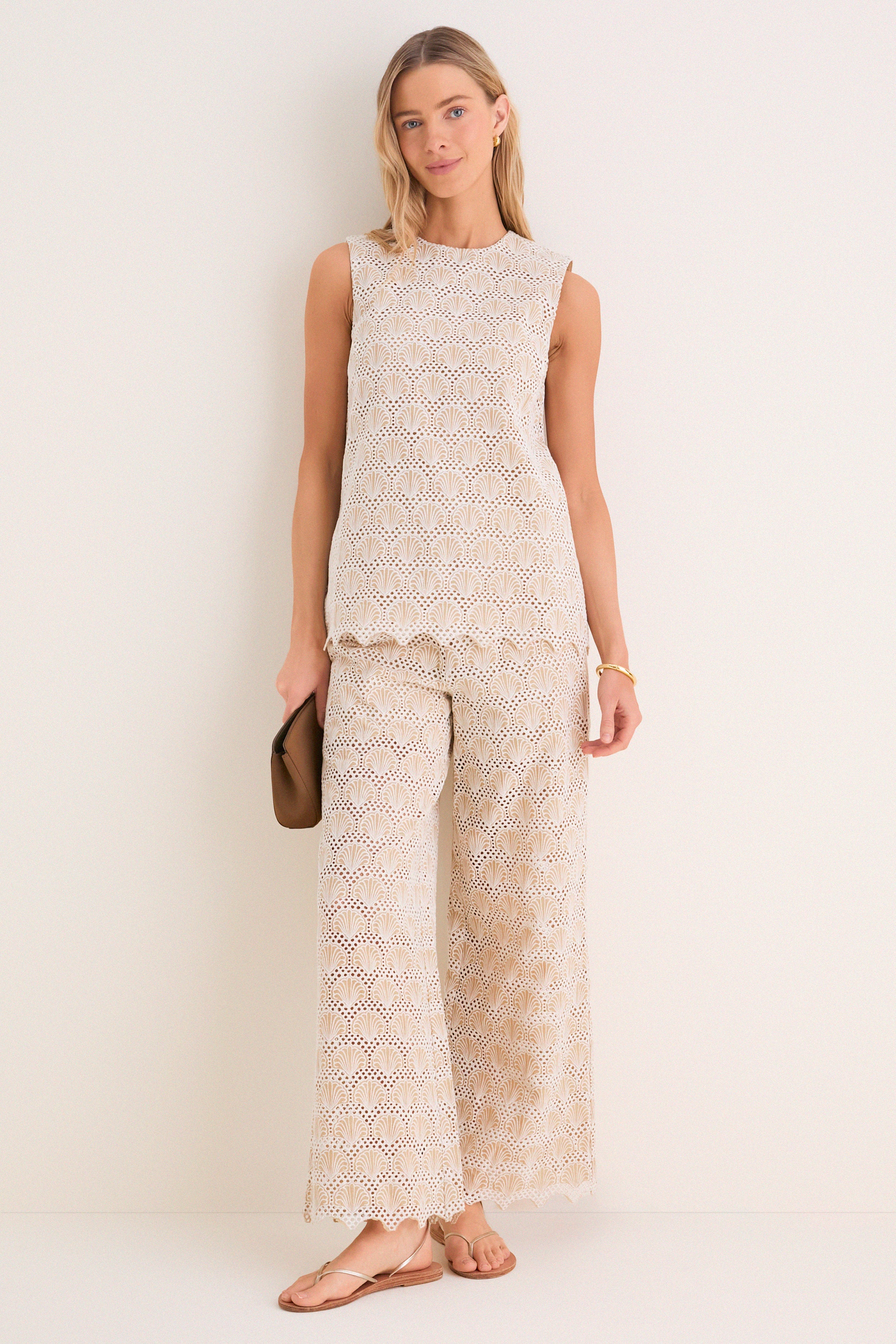 Tan Seashell Eyelet Shelly Pants | Hyacinth House
