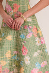 Cactus Multi Floral Raffia Poplin Square Neck Dress