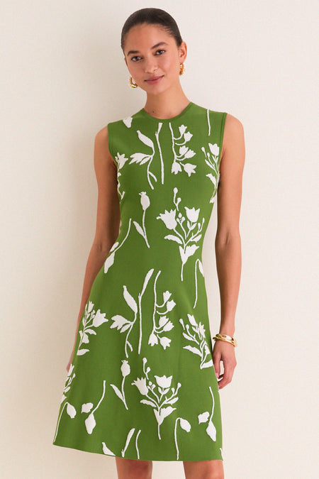 green emerald velvet dress Fleur Embroidered Cactus Vegan Leather Sheath Dress main image 0