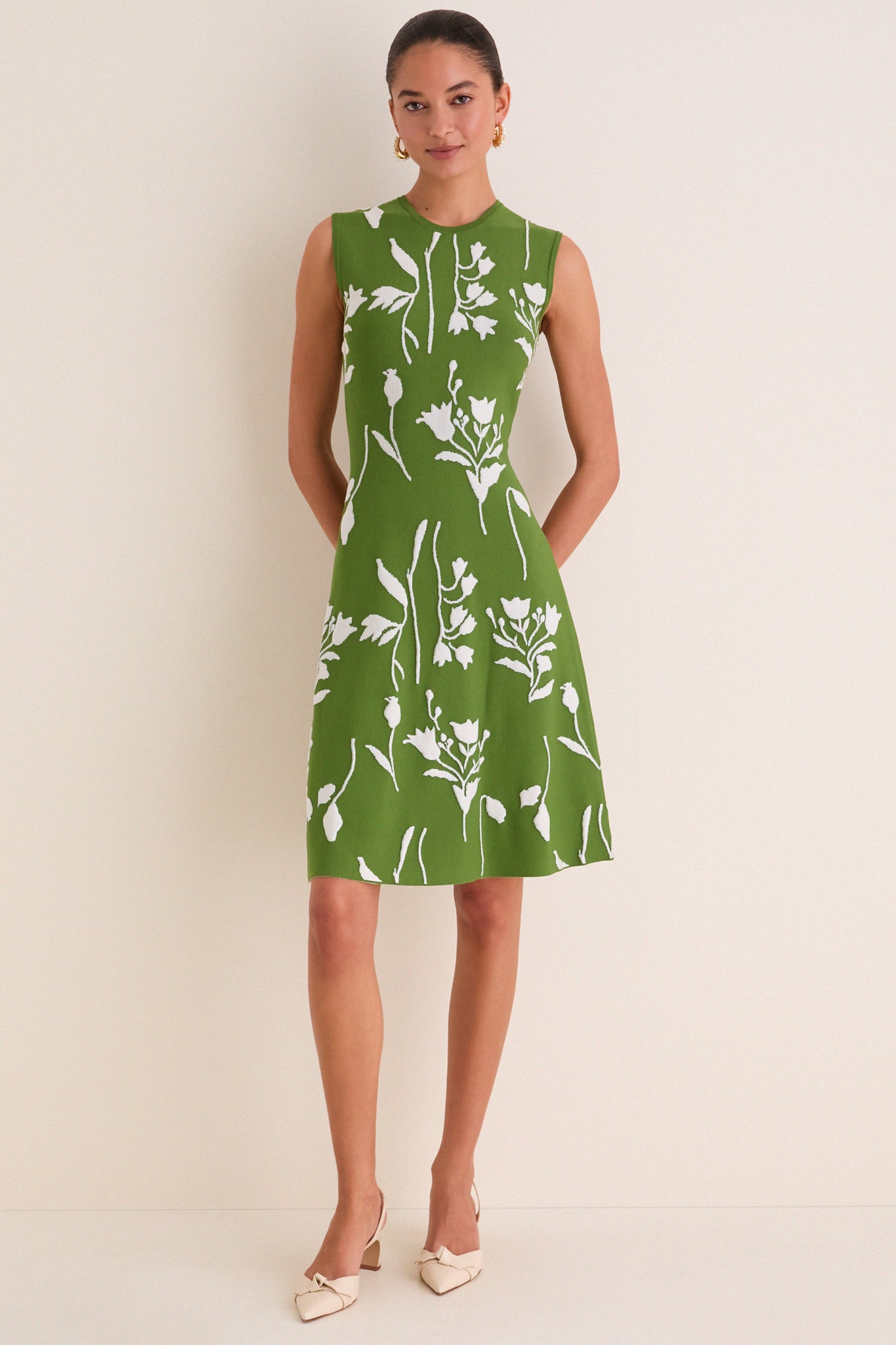 Cactus and Cream Jacquard Mini Dress | Lela Rose