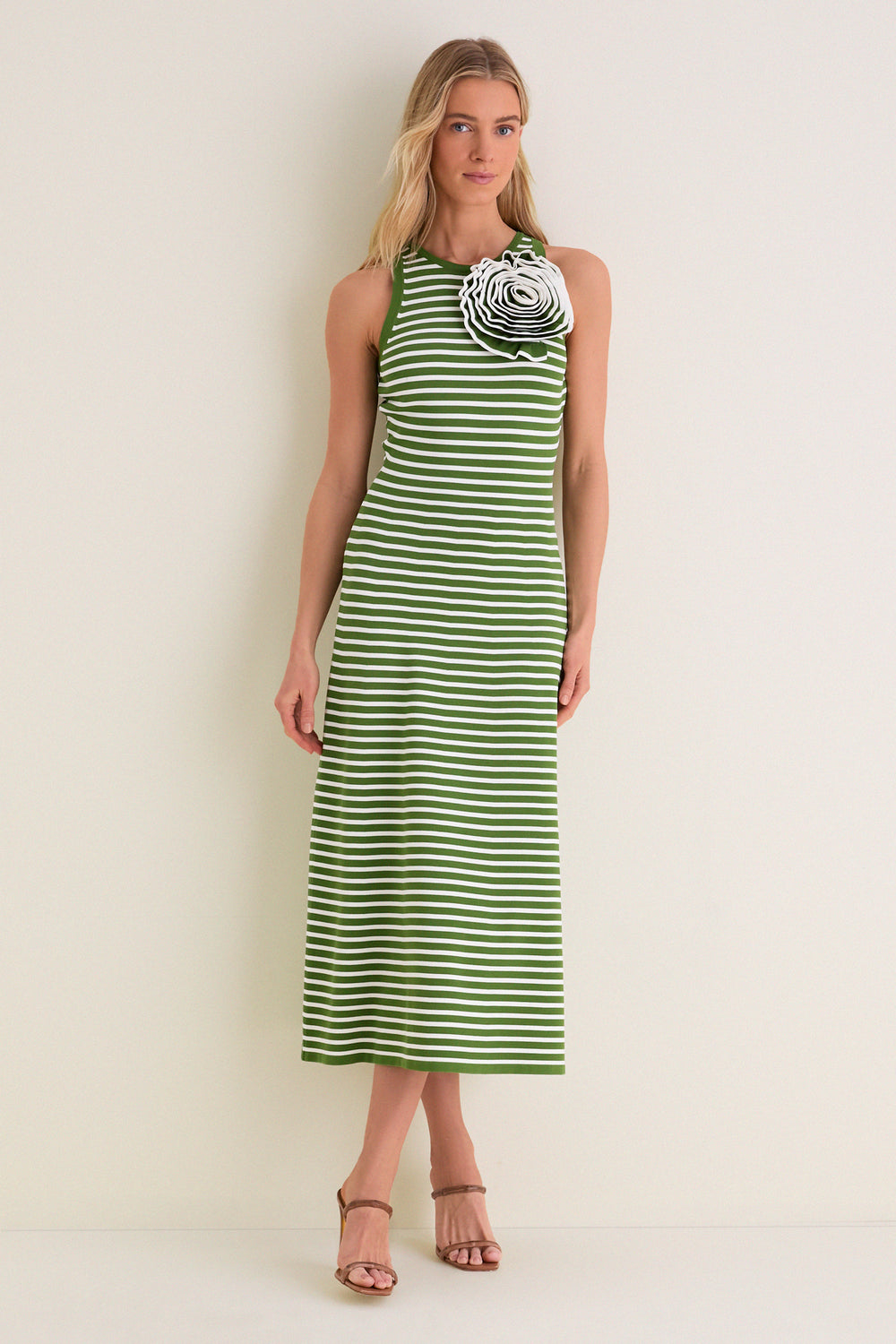 Cactus Multi Rose Detail Knit Halter Dress | Lela Rose Cactus Multi Rose Detail Knit Halter Dress | Lela Rose