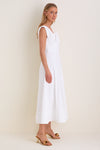 White Cotton Poplin 3D Floral Dress