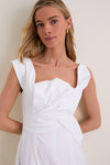 White Cotton Poplin 3D Floral Dress