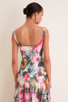 Mist Multi Floral Printed Cotton Scoop Neck Fitted Top