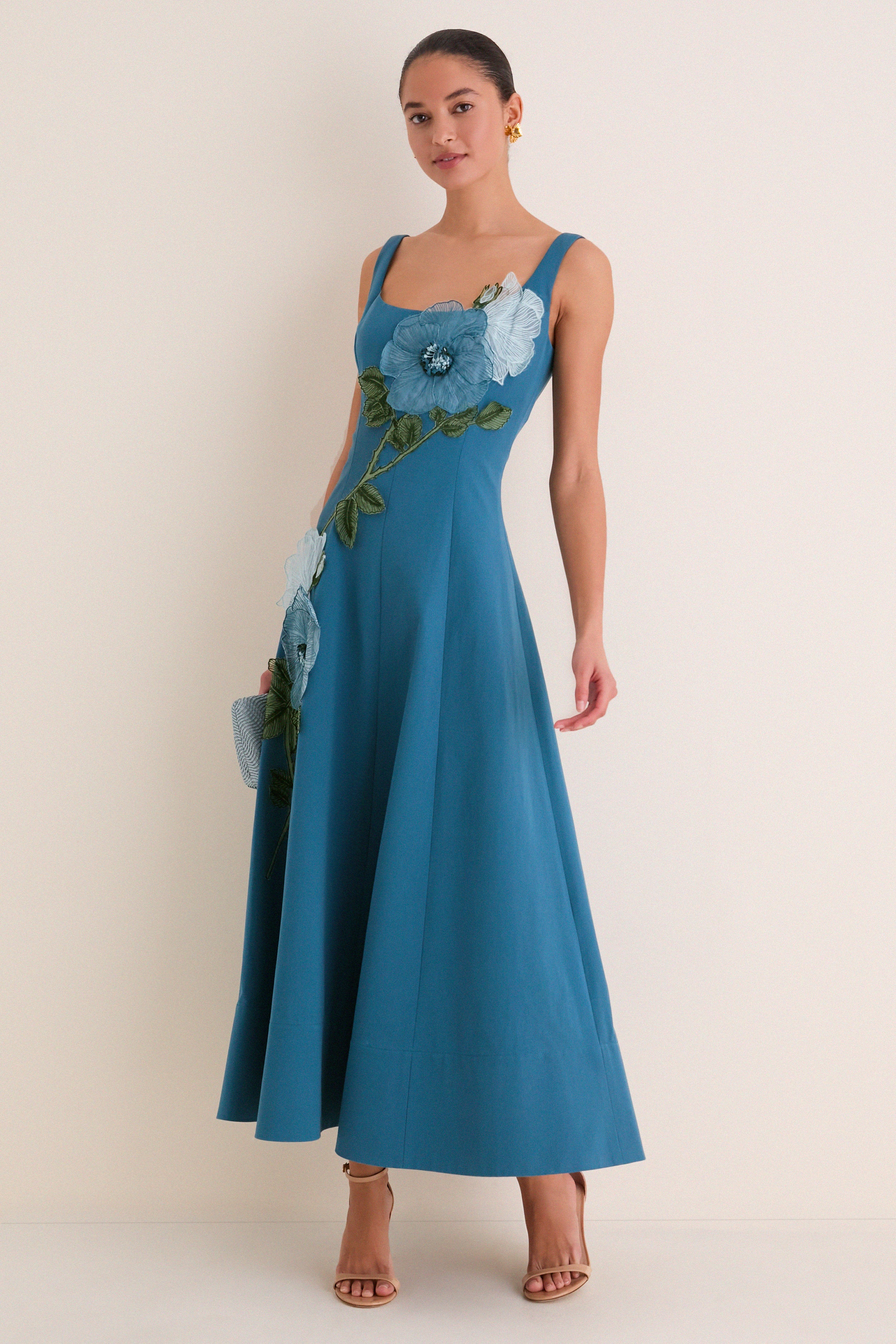 Mallard Peony Embroidered Full Dress | Lela Rose