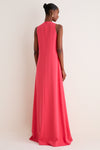 Watermelon Peony Embroidered Crepe Francie Gown