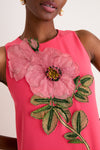 Watermelon Peony Embroidered Crepe Francie Gown
