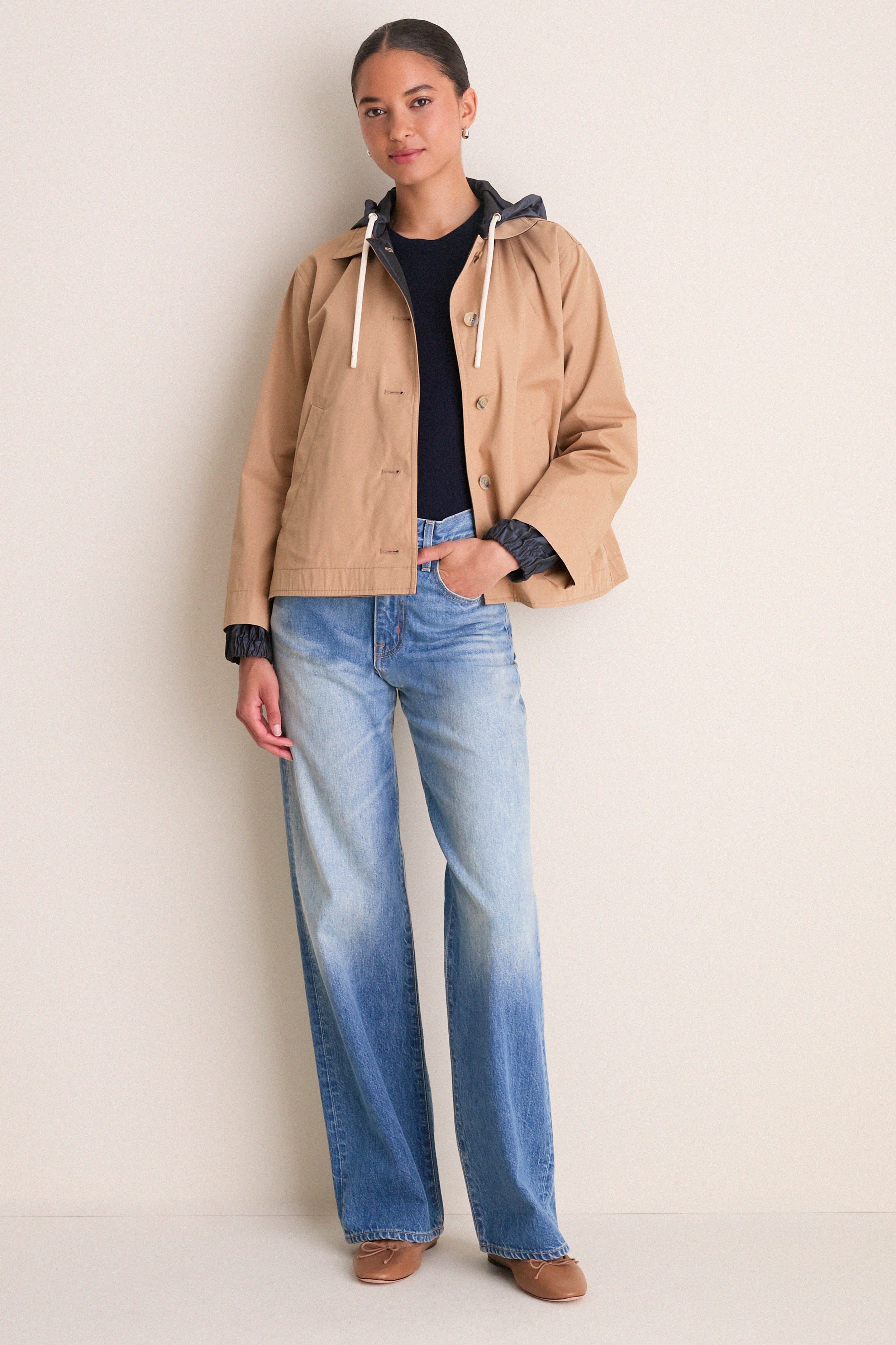 Camel to Navy Reversible Coat