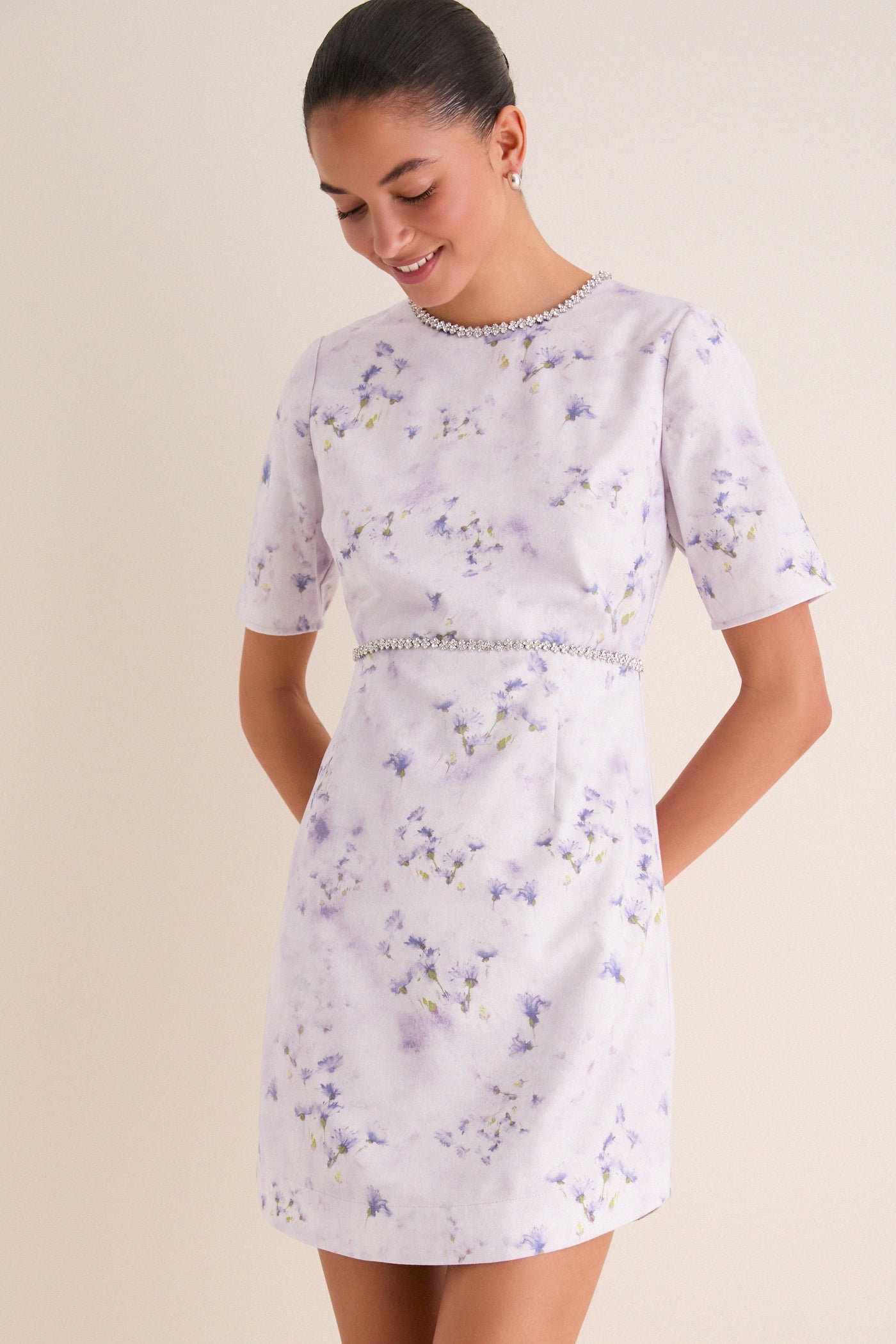 lilac purple floral dress Leely Women Lilac Maxi Prom Dress with 3D Flowers Floral Spaghetti Straps A Line Pageant Dress