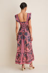 Black Pink Multicolor Sybill Midi Dress