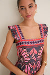 Black Pink Multicolor Sybill Midi Dress