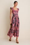Black Pink Multicolor Sybill Midi Dress