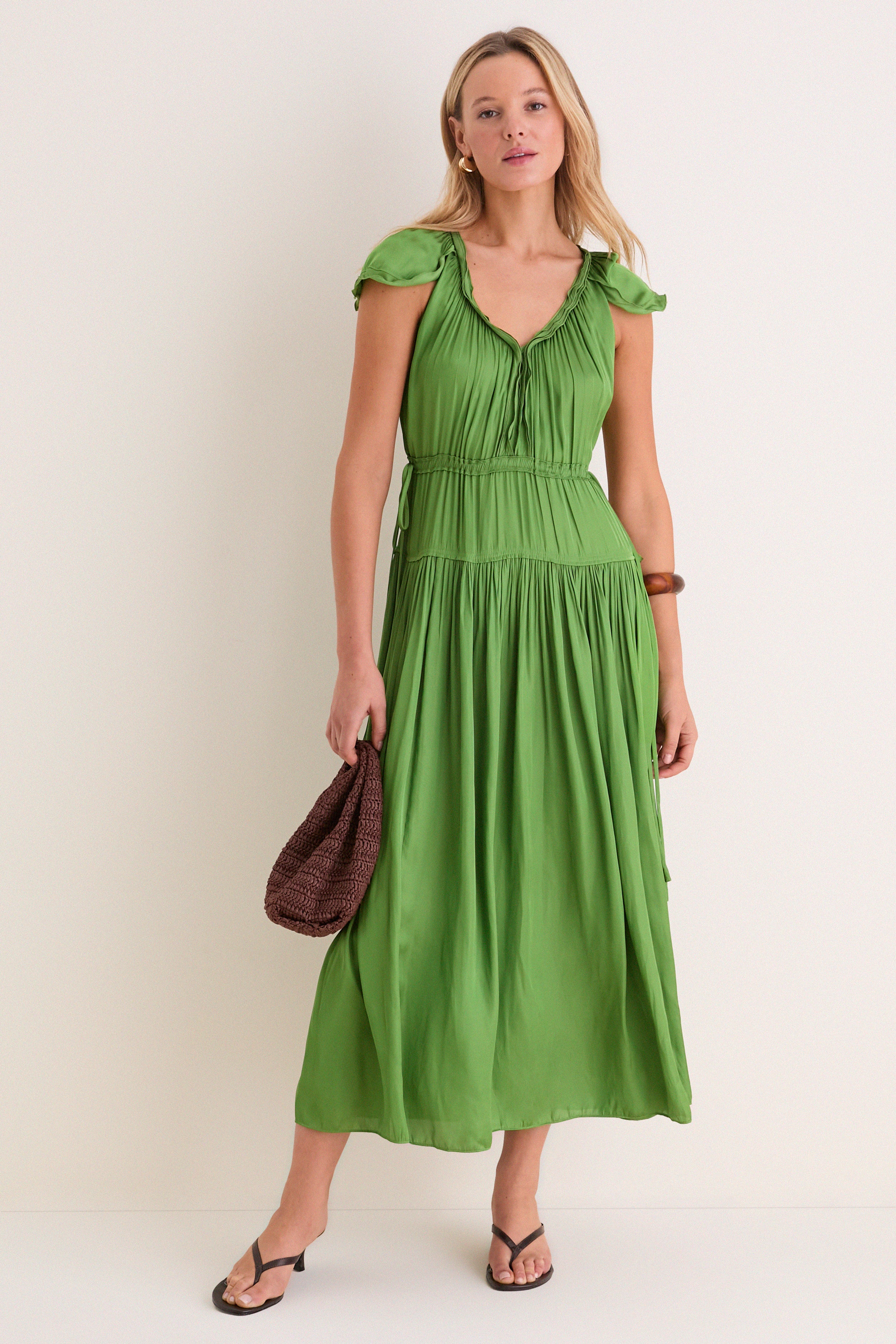 white christmas dresses Hypoallergenic Linen Smock Dress Maria Almond Brown ❤️ menique main image 0