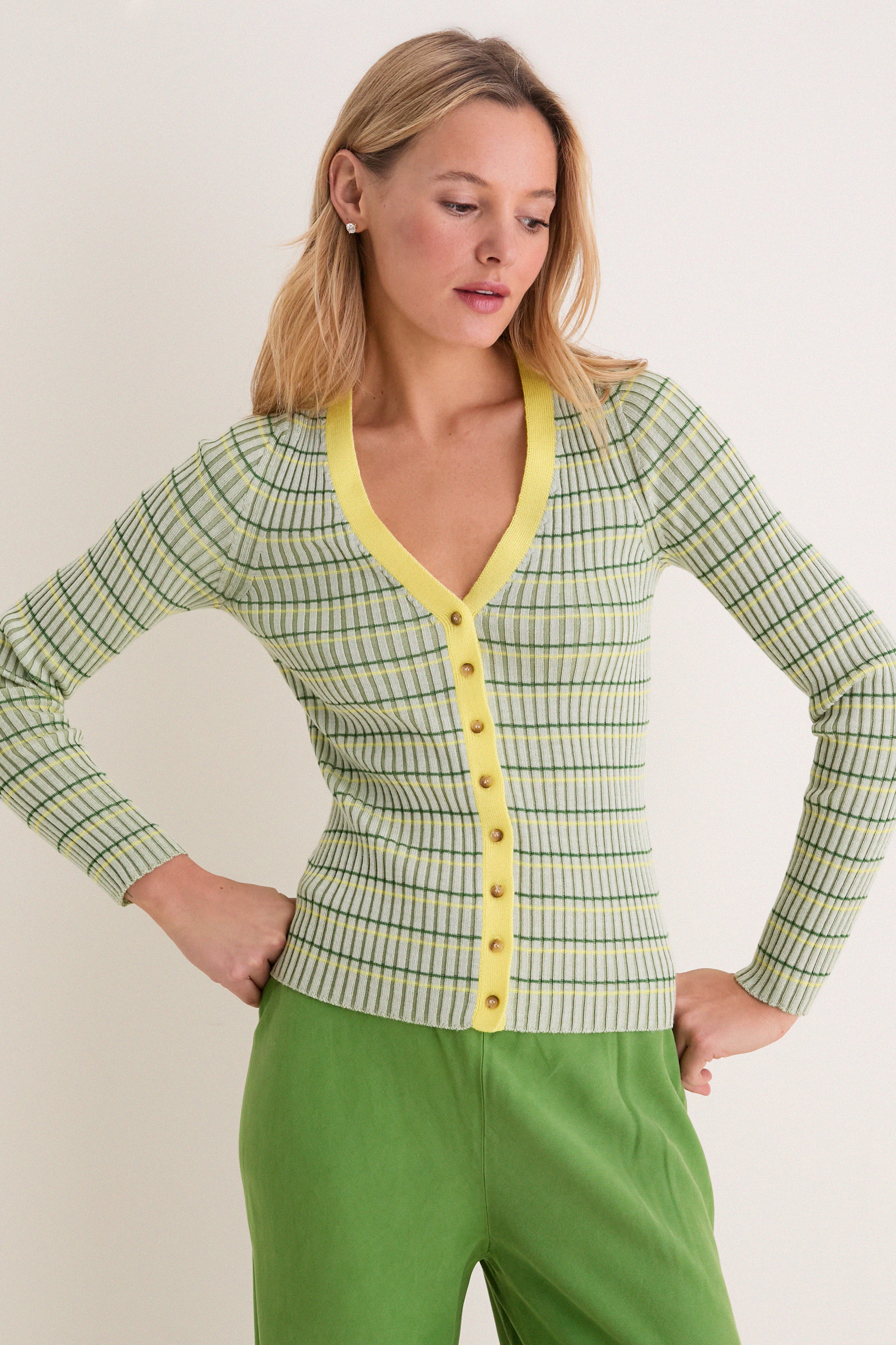 Iggy Cardigan, L | Celadon/cactus | Women's Knitwear