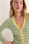 Celadon, Cactus and Sunshine Striped Iggy Cardigan