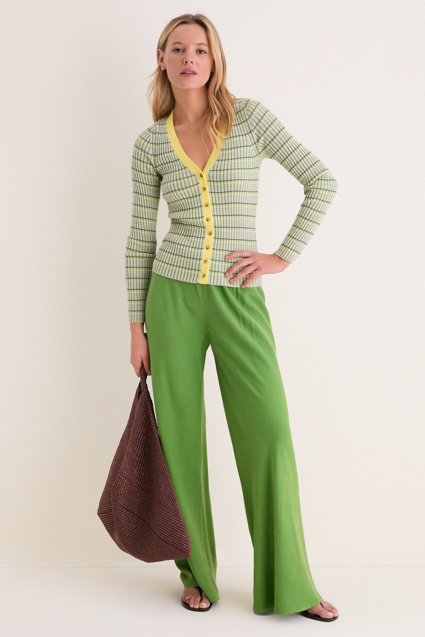 Celadon, Cactus and Sunshine Striped Iggy Cardigan