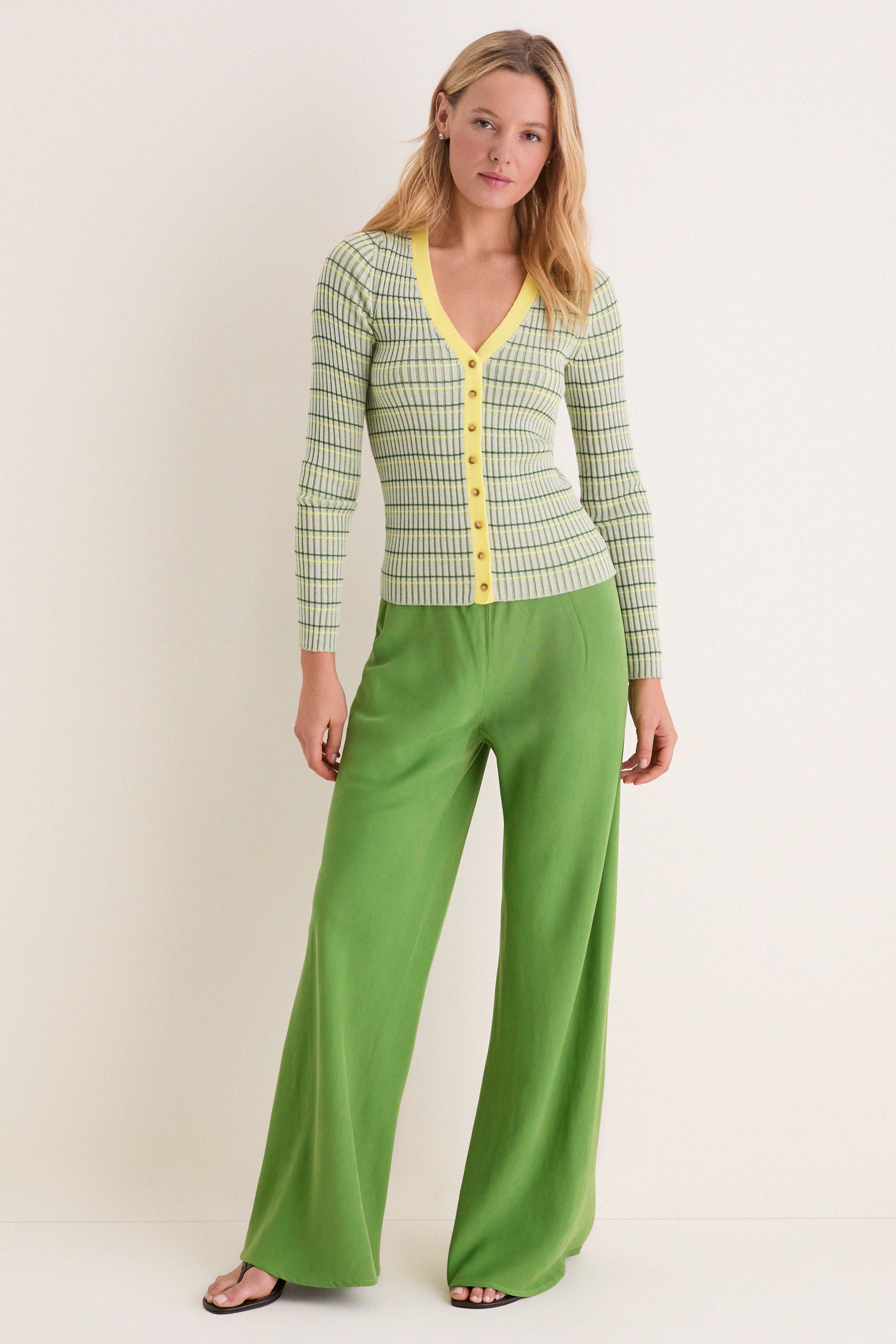 Celadon, Cactus and Sunshine Striped Iggy Cardigan