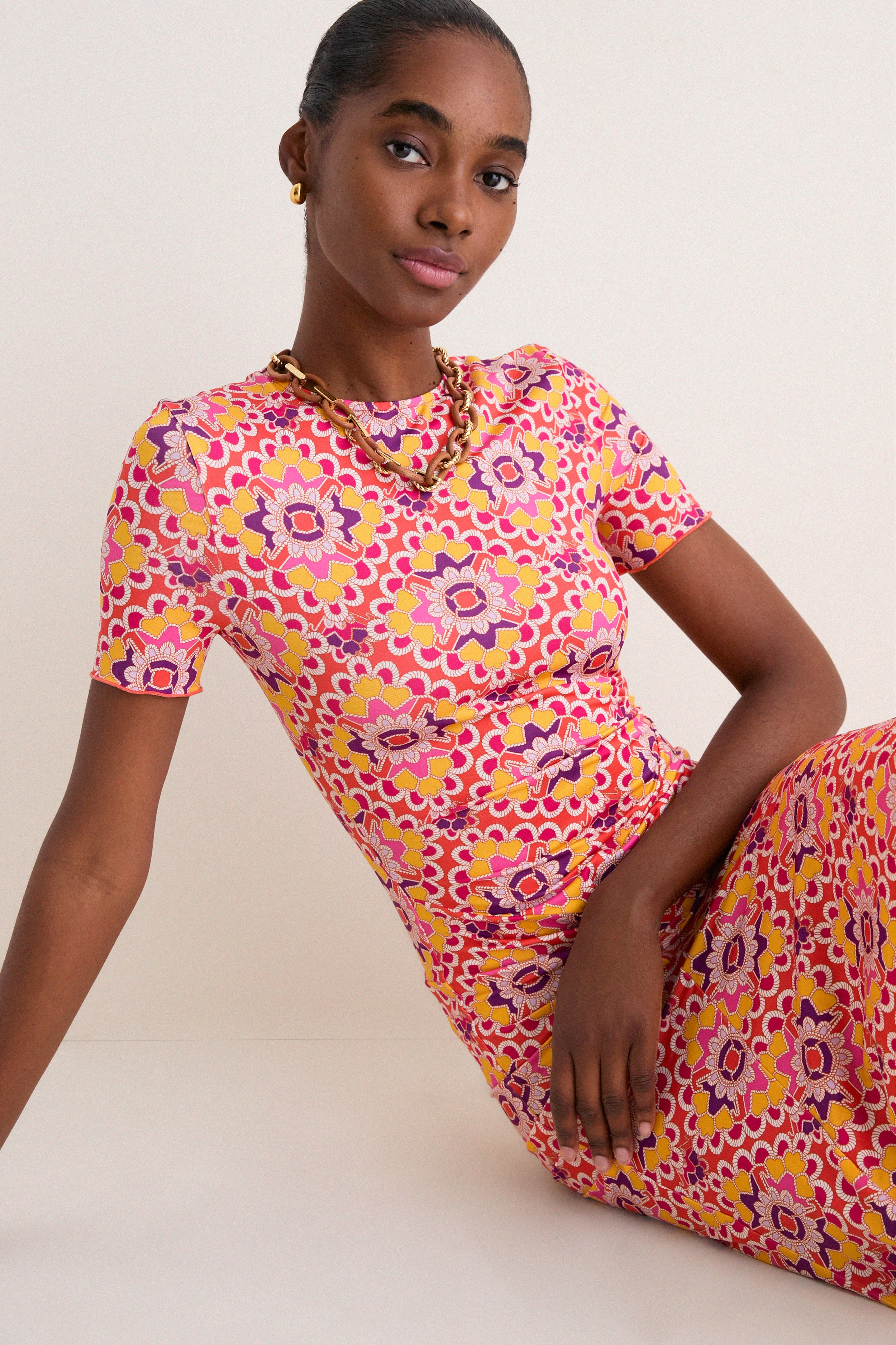 Orchid Mosaic Annie Short Sleeve Dress | Eywasouls Malibu