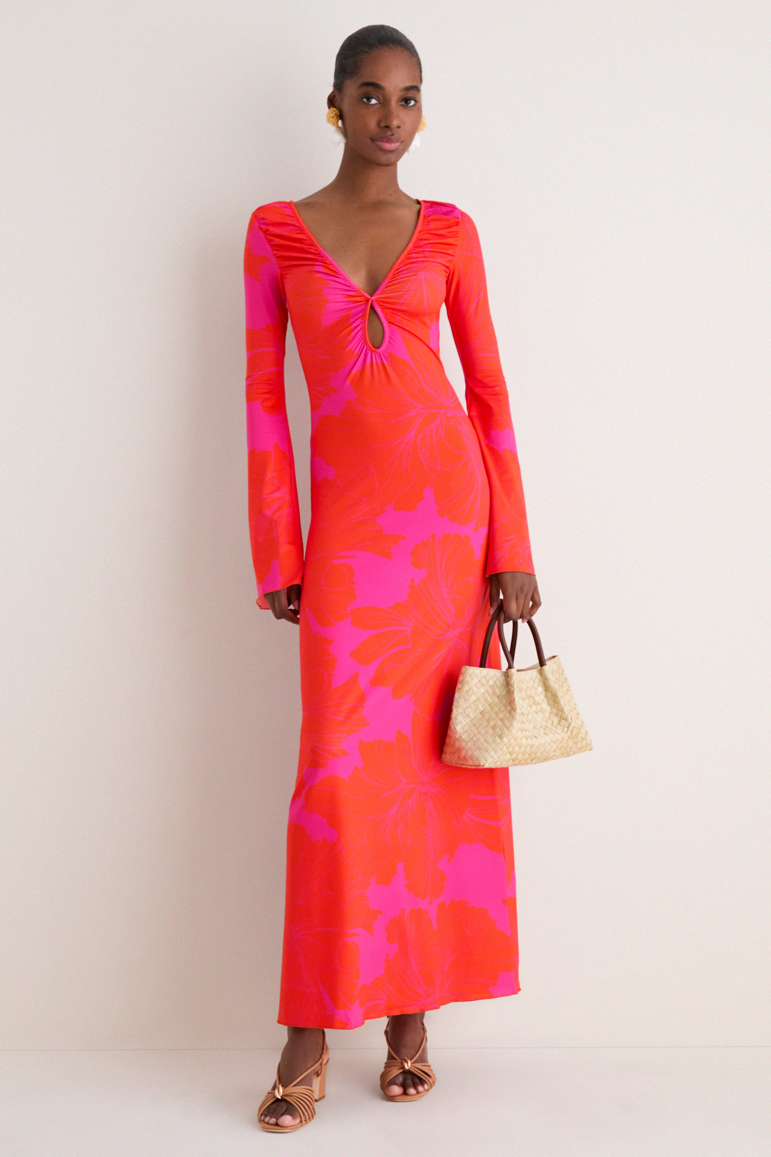 Coral Blossom Diana Bell Dress | Eywasouls Malibu