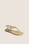 Grey Green Beaded Thong Sandals