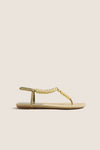 Grey Green Beaded Thong Sandals