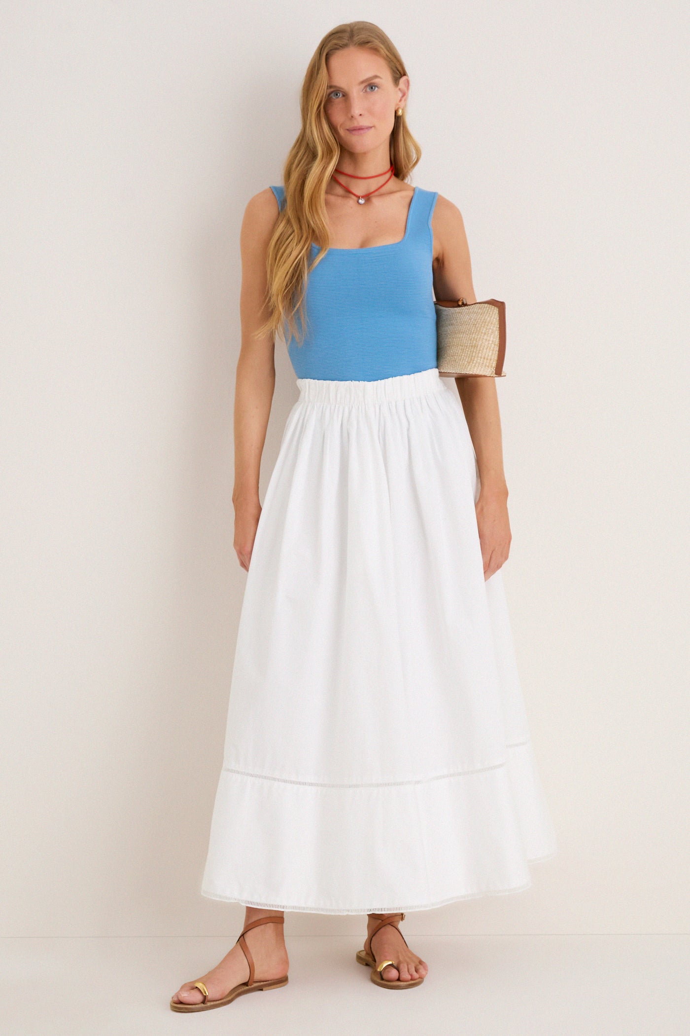 Tuckernuck White Cotton Poplin Nicole Circle Skirt White / XXS