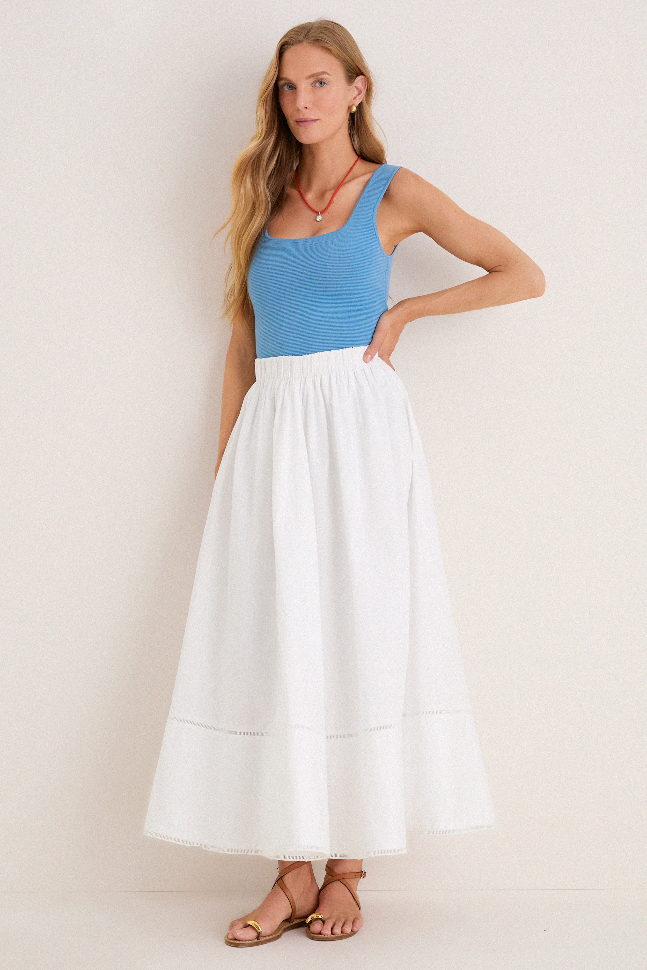 スカート 24AW TUCK CIRCLE SKIRT White Cotton Poplin Nicole Circle Skirt | Tuckernuck