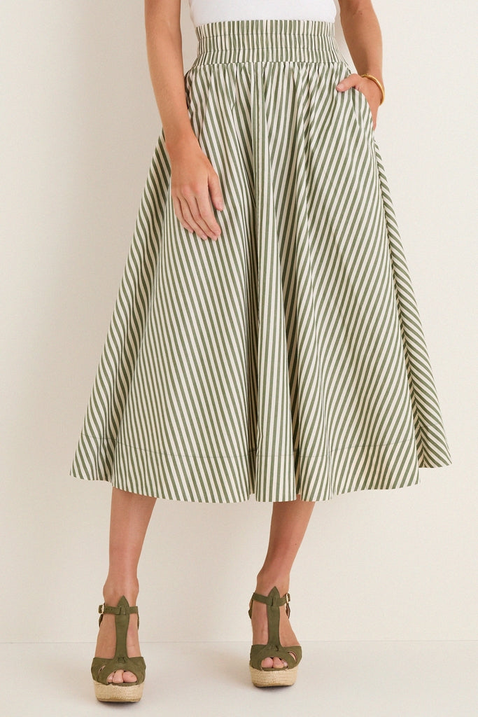Jardin Stripe Cotton Poplin Niki Circle Skirt | Tuckernuck