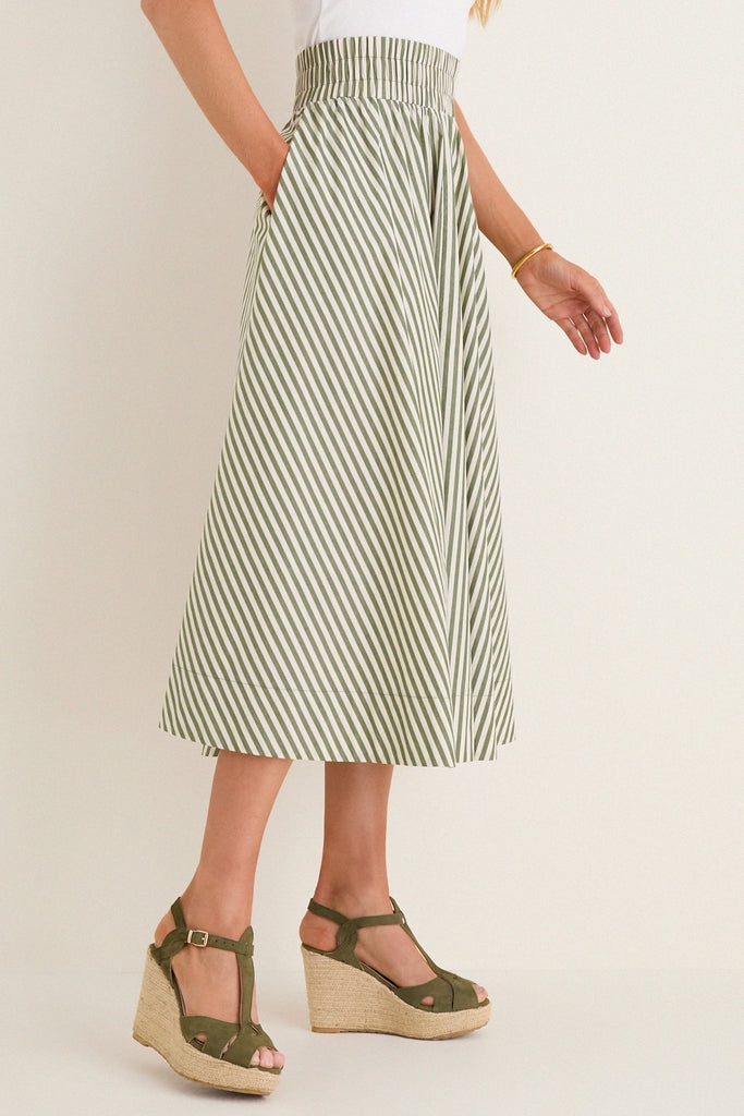 Jardin Stripe Cotton Poplin Niki Circle Skirt
