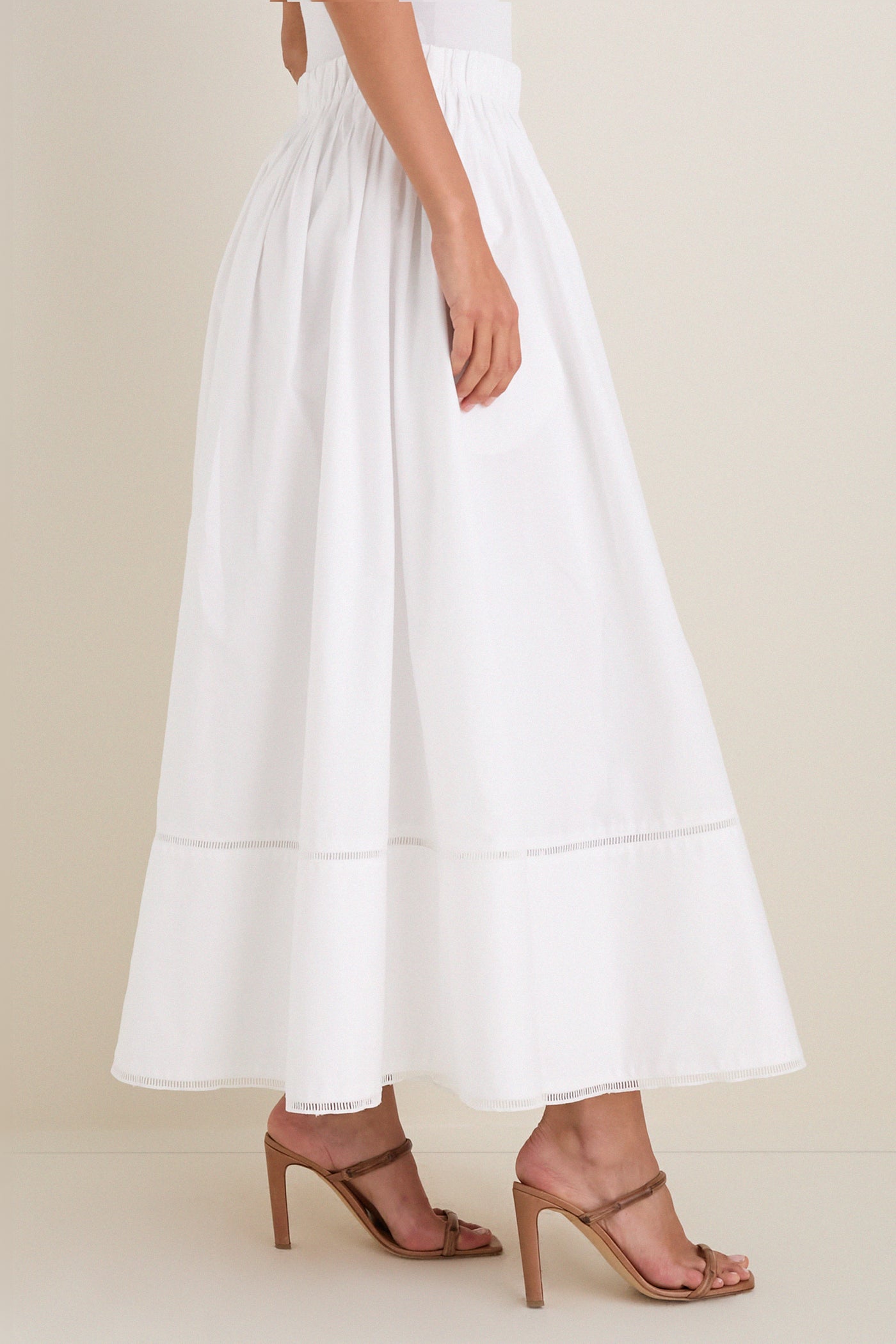 White Cotton Poplin Nicole Circle Skirt