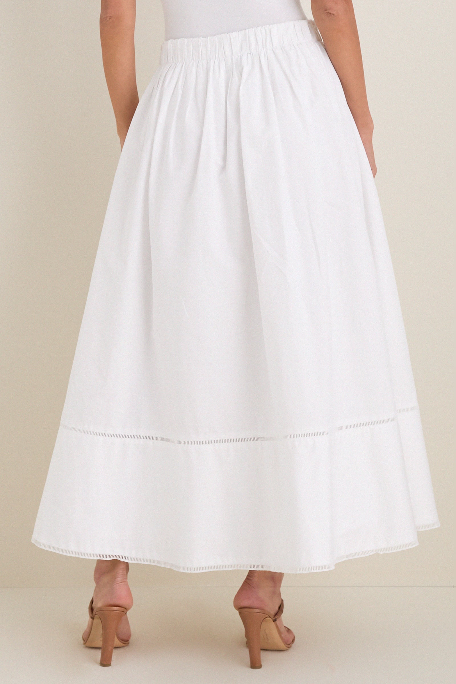 White Cotton Poplin Nicole Circle Skirt