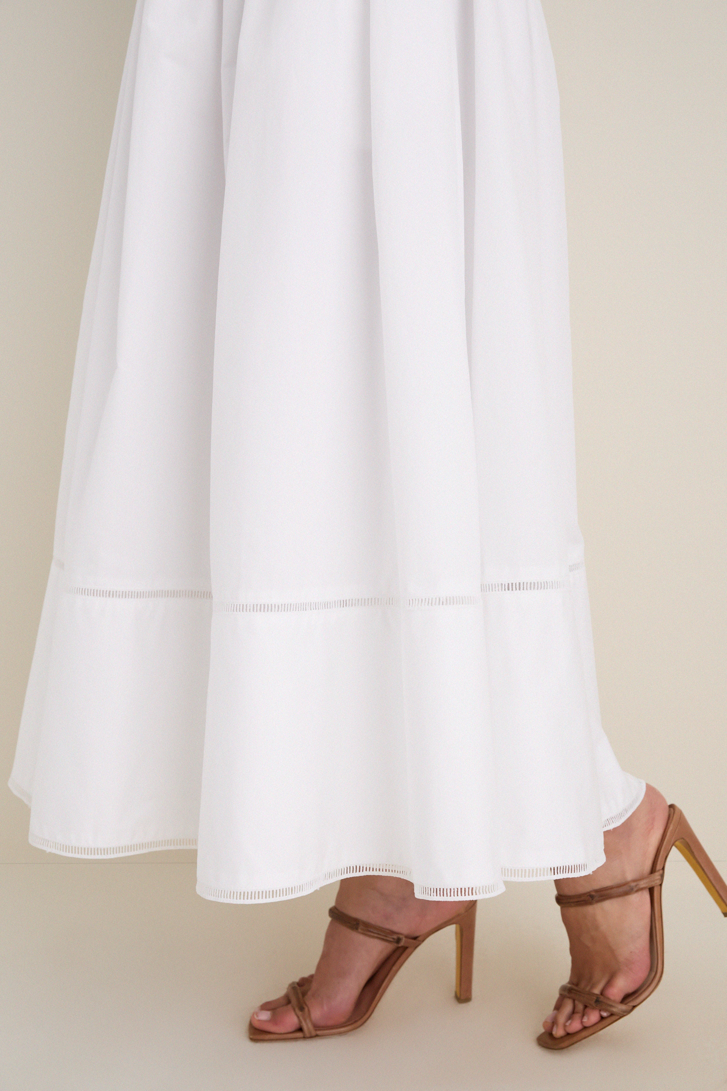 White Cotton Poplin Nicole Circle Skirt