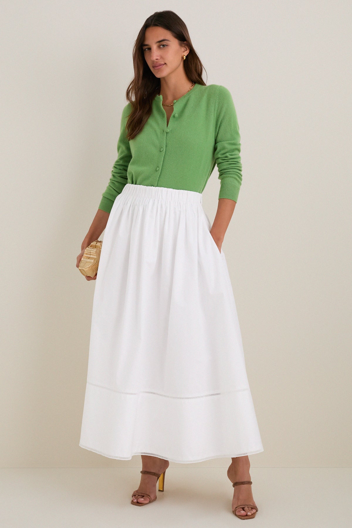 White Cotton Poplin Nicole Circle Skirt