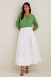 White Cotton Poplin Nicole Circle Skirt