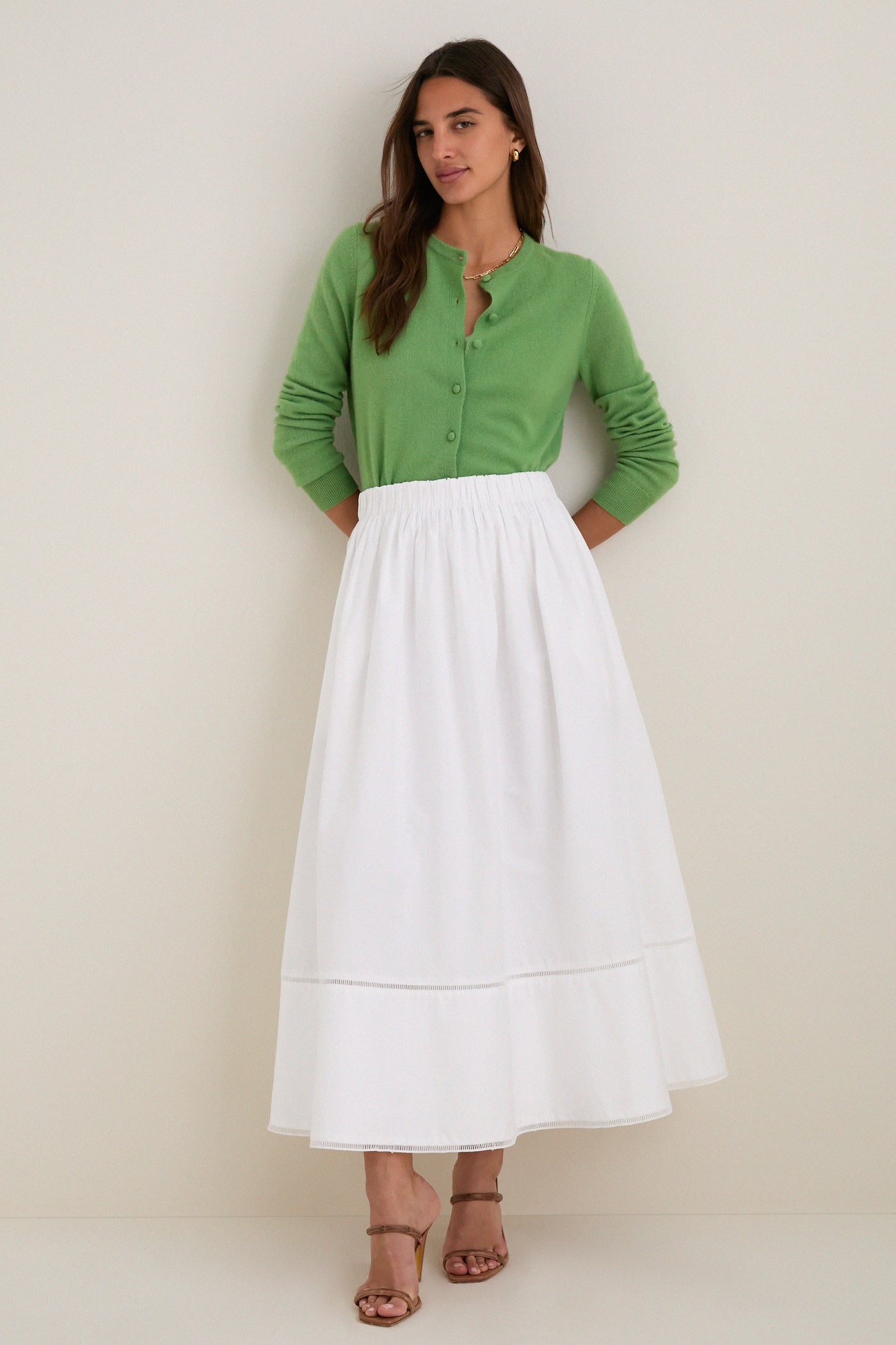 White Cotton Poplin Nicole Circle Skirt