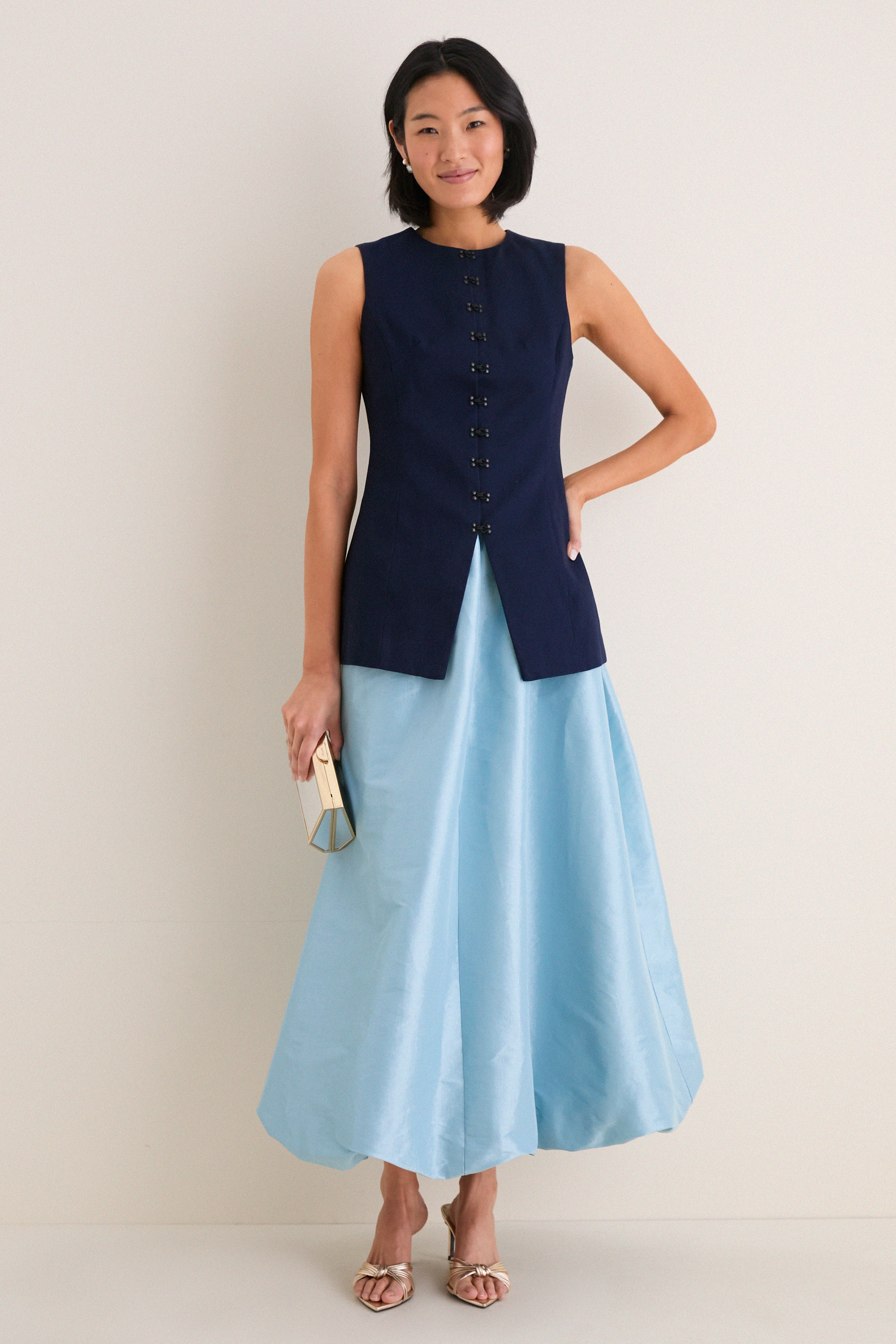 Sky Blue Taffeta Cynthia Bubble Skirt