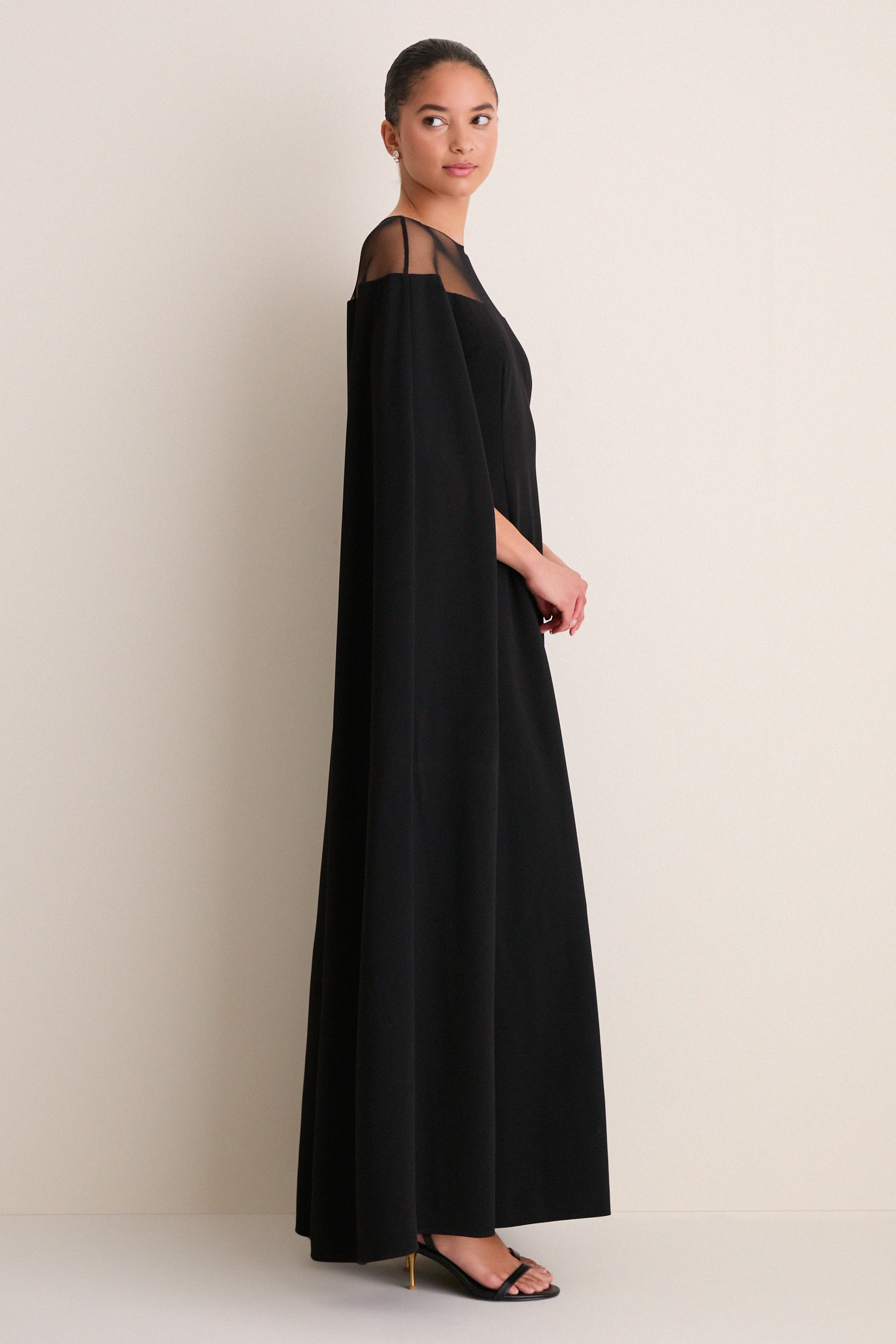 Black Estelle Cape Maxi Dress | Tuckernuck