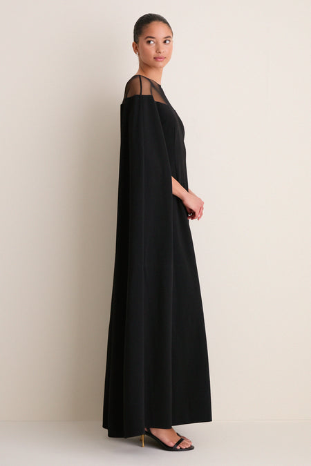 Black Estelle Cape Maxi Dress